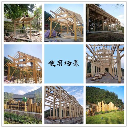 原木柱子防腐老木料实木圆柱古建筑房梁凉亭玄关立柱壁炉装饰木头 - 图2