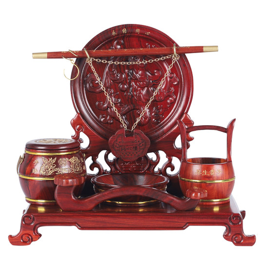 子孙桶实木摆件结婚婚庆用品早生贵子新娘婚房陪嫁套装红木三件套