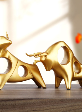 创意金色牛摆件一对家居客厅招财装饰品吉祥物生肖牛年礼品摆设