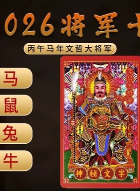 2026太岁卡吉祥本命马年文哲大将军便携太岁卡锦囊镀金护身