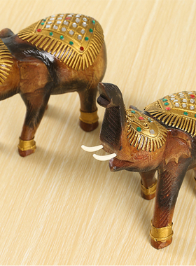 泰国实木雕刻小象客厅办公室桌面摆件家居饰品创意工艺品木雕大象