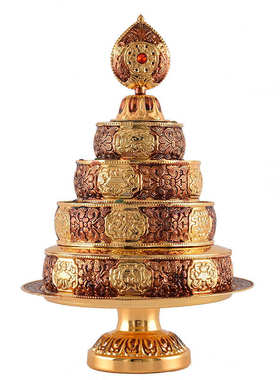 曼扎盘西藏传佛曼达茶盘带佛堂摆件具吉祥修合金八供托盘罗曼用品