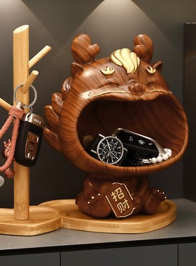 新中式木质纹理高级感摆件高档实木装修客厅电视柜玄关工艺品装饰