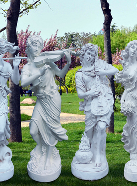 大型落地人物雕塑摆件园林花园门厅过道装饰品演奏音乐人像摆设