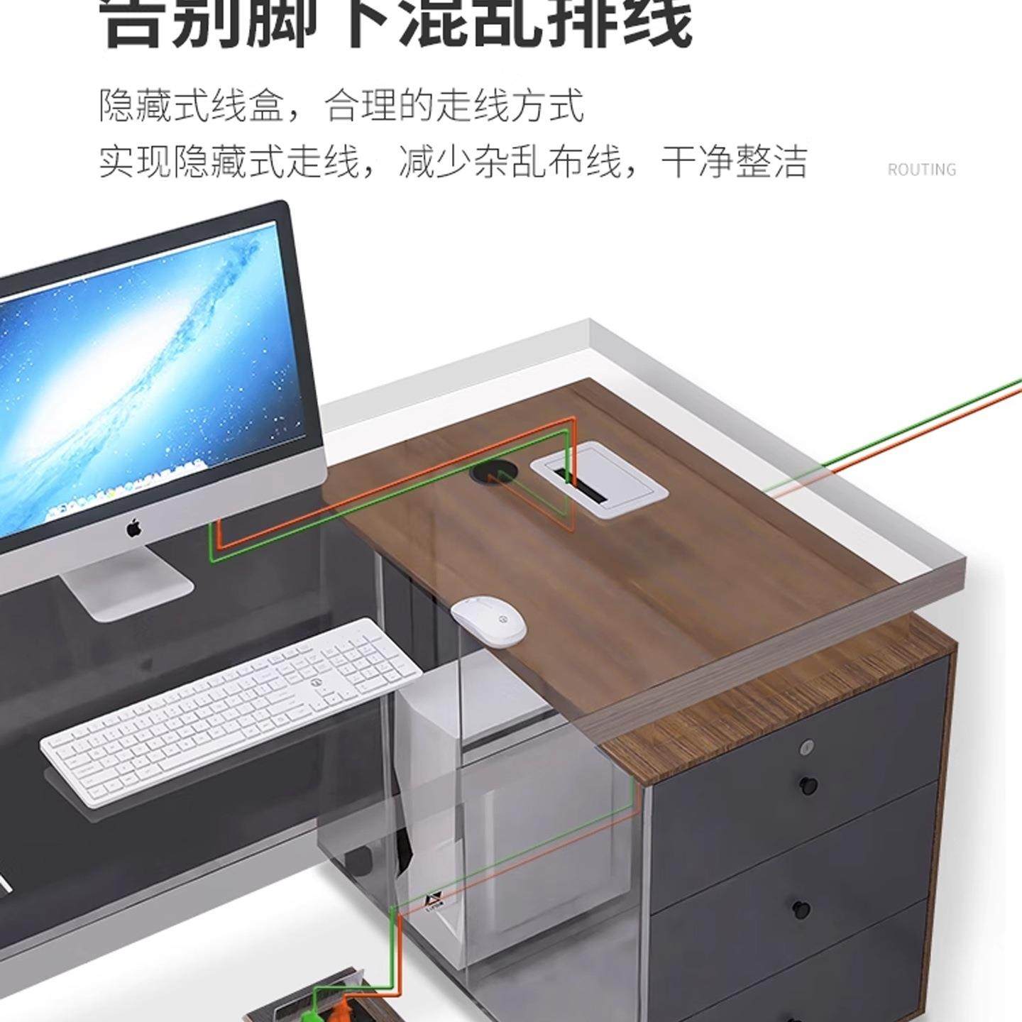 办公桌简约现代老板桌主管经理财务室桌椅组合家用单人电脑桌子w& - 图1