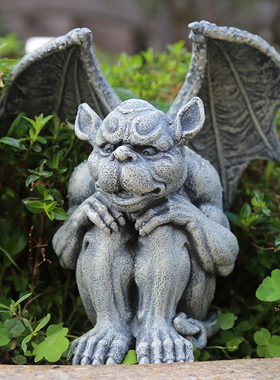 花园杂货 庭院小摆件 树脂小怪兽恶魔雕像创意动物园艺装饰品摆件