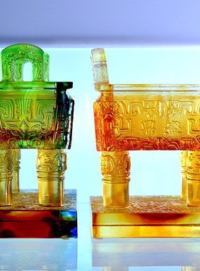 新鼎盛琉璃摆件招财四方鼎公司开业上市乔迁搬家客厅玄关高档装饰