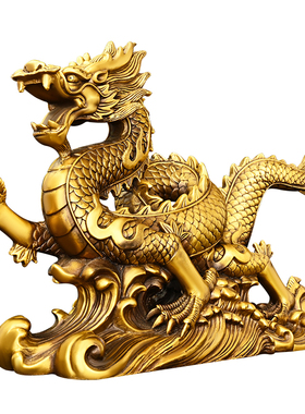 铜龙摆件铜龙腾办公室龙水龙金四海工艺品青龙五龙家居纯汉爪摆件