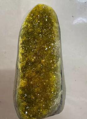 水晶原石天然水晶原矿黄水晶摆件消磁净化扩香石招财家居摆饰晶簇