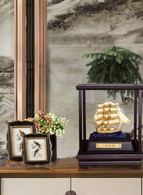 办公室摆件g银行退LHC-011休开业商务送礼金箔一帆风办公室摆件可