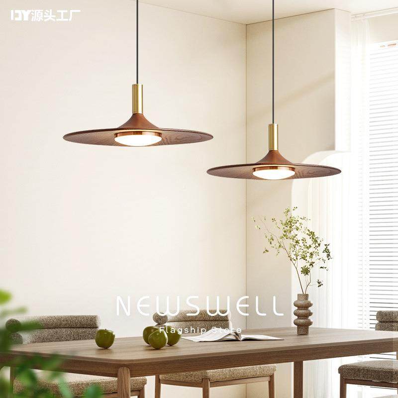 中古风餐吊灯复古飞碟灯台日式侘厅寂胡桃木色卧吧室945饭茶桌三,淘宝优惠券,粉丝福利购,淘宝优惠卷