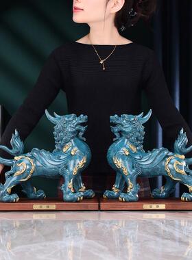 彩铜貔貅貔摆件家居客厅办公室开室业228貔貅礼品大号貅装品内饰