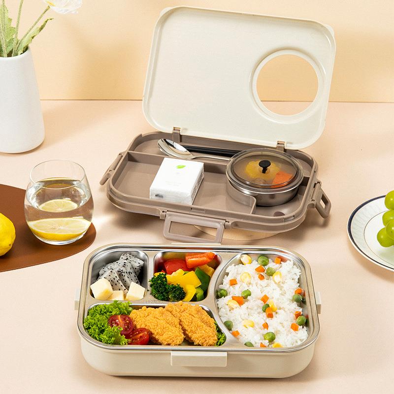 IYR734不锈食钢饭便盒保温上班6060族小学生分格当盒分隔堂打饭餐 - 图0