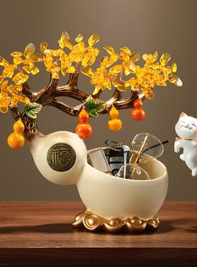 招财葫芦钥匙收纳玄关摆件入门户纳口桌面遥HS058控器收盒送装饰