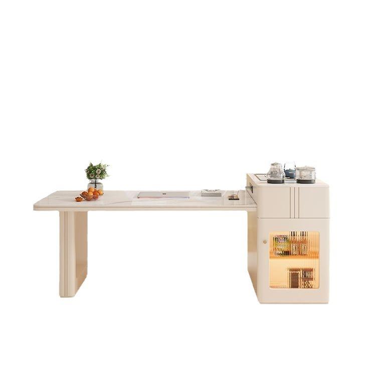 约奶油伸缩岛台板茶岩桌餐桌一体餐桌JPV椅奢组轻合简家用现代小 - 图3