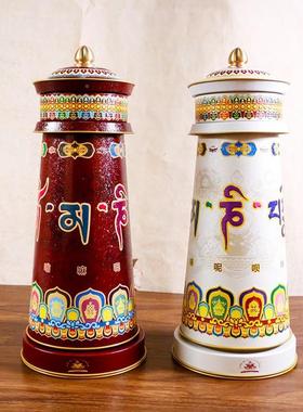 品电动转金筒多括罗五行动INR轮转藏传用黄财唐神绿度母转动筒摆