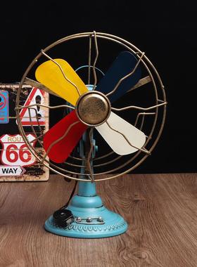 餐0古怀旧创意8年代老复式铁艺电风扇模型酒吧厅摄影店道具装844