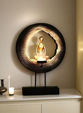 厂销售风像化木佛烛台投RLS影手工制作家家宿居民桌面玄关装饰品