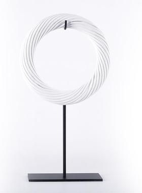 新中式现代创意绞丝圆UXP房环摆样板间书客厅博古架件玄关术艺装