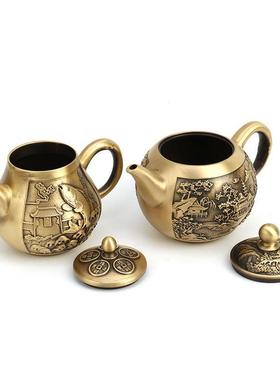 铜壶批壶铜茶壶山水手铜壶摆提件家用铜器发108