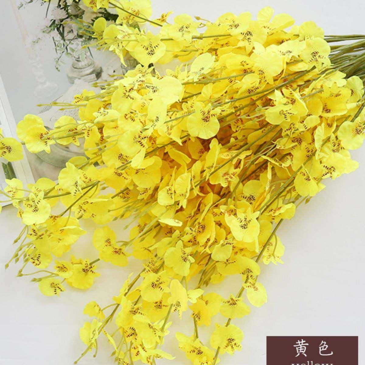 黄色5叉跳舞兰造人束假文心兰客花厅婚庆装花饰绢花蝴F968JTSM蝶,淘宝优惠券,粉丝福利购,淘宝优惠卷