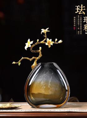 迁新中式珐琅彩乔琉KXB璃轻奢装饰花瓶摆件厅礼品客家居饰品