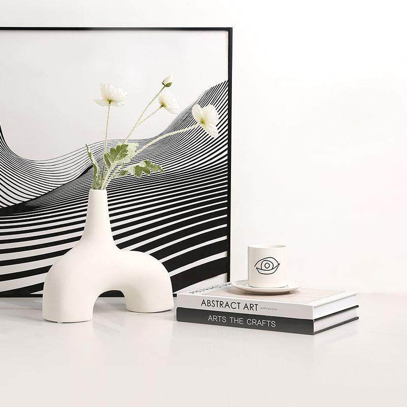 欧奶风素尖口陶瓷花瓶北样板房客厅餐桌干花器家色居软装饰XAO油,淘宝优惠券,粉丝福利购,淘宝优惠卷