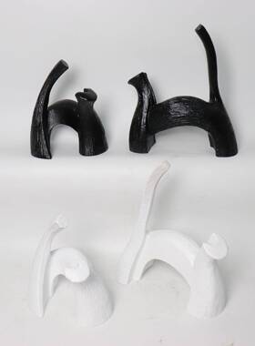 何现代简约树几抽装象小猫动物摆件样脂板房售楼处FGE书房客厅软