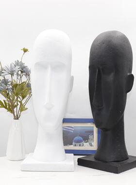 代现板简约酒店别墅大端堂景台人面雕塑摆BJ00008件样房创意家居