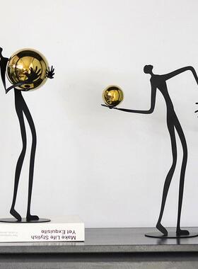 简CTF创意球人物雕厅塑摆件样板房酒抱店约会所前台客玄关轻奢装