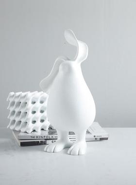 欧式创意白色长耳兔客树脂件样板GD-A1109房厅儿童摆房装玄关电视