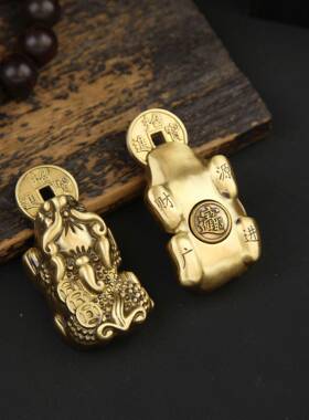 黄铜实心招财basnjhka咬钱饰貔广貅转潮转手把件财源进文玩品新中