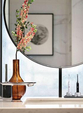 现代简约样板房卫生间装饰摆件牙刷托盘卫浴软窄装饰品台面陶瓷