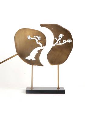 中新式金属迎禅客扇子摆件样板间别墅意博古架客MC-TY-61厅玄关松