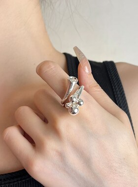 新中式国风简约金属果子瓶器开口戒指2024新款爆款轻奢高级感指环