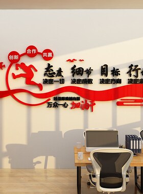 企业文化背景墙布置办公室墙面装饰公H司团队创意激励励志标语墙
