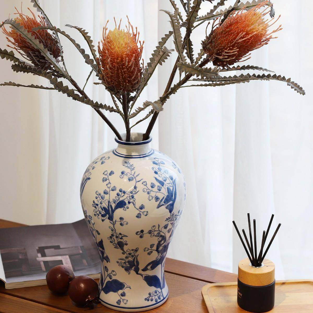 电新梅2024款花瓶QSV青花瓷高级感铃兰瓶客厅玄关陶瓷插花瓶视柜,淘宝优惠券,粉丝福利购,淘宝优惠卷