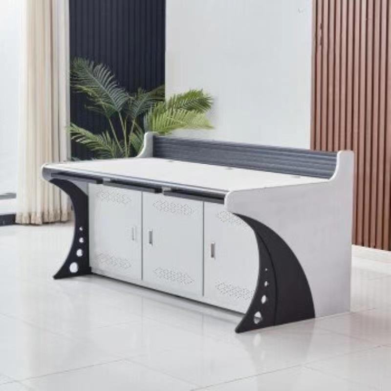 Dual-link triple-link security monitoring station command center office control desk console dispatch call center computer worker HX20