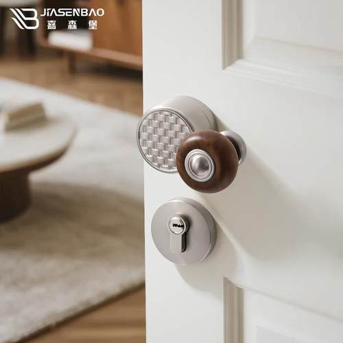 卧锁室古房门无品牌/室内房间门把中古风胡桃手木复磁吸静音木门 - 图2