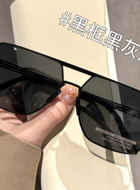 墨镜高清偏光2024新款高级感开车专用方形大框双梁茶色男士太阳镜