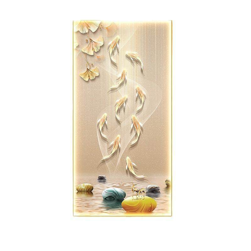 九鱼图玄关装饰画高档入户门轻奢壁画灯现代客厅走廊过道寓意挂画,淘宝优惠券,粉丝福利购,淘宝优惠卷