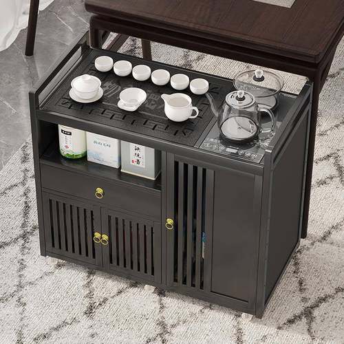 移动家小茶茶台实木茶桌子茶车茶盘烧水壶一体ICS茶用水柜茶桌具 - 图0