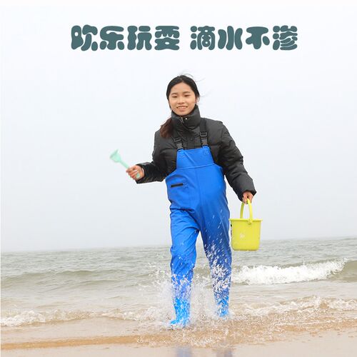 儿童下水裤赶海服玩水连体衣幼儿园摸鱼沙滩涉水裤全身背带款水裤 - 图2