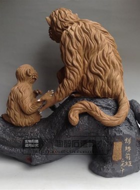 锦绣前程 猴子生肖年货石湾公仔装饰品 陶瓷工艺品精品人气摆件