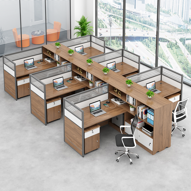 财务办公桌椅员工屏l型f人位办公桌子办公室现代隔断办工桌 - 图2