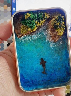 微缩海景手工diy材料包铁盒海水场景摆件山海景观模型暖场活动DIY