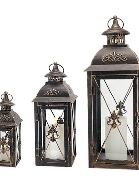 格复古套装灯蜡烛台酒店庆装饰40261-B婚庭院风落地防风灯美式乡