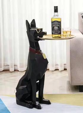 热客销杜宾犬沙发边角几摆件厅狗托盘桌子655小茶摆几落创意地件