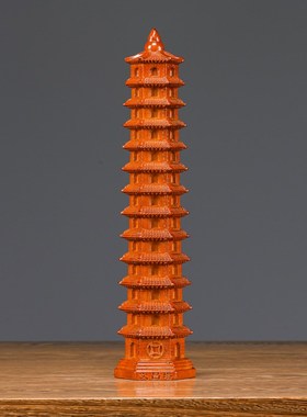 黑檀实木雕刻13层文昌塔摆件木头十三层文昌塔办公装饰送礼工艺品