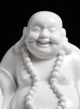 白瓷大肚佛弥勒佛笑佛摆件陶瓷弥勒佛像招财供奉瓷器家居客厅摆设